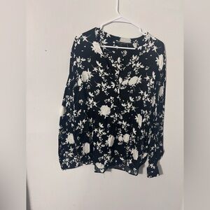 Floral Black and White Women's Top